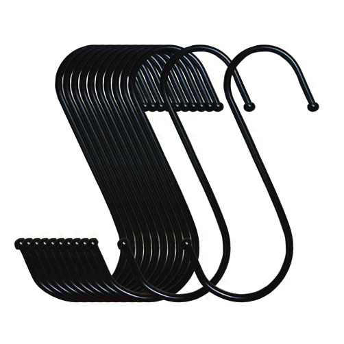 LOYMR 10 Pack 4.7 Inches Extra Large S Shape Hooks Heavy-Duty Metal Hanging Hooks Apply Kitchenware Bathroom Utensils Plants Towels Gardening Multiple uses Tools(Black)