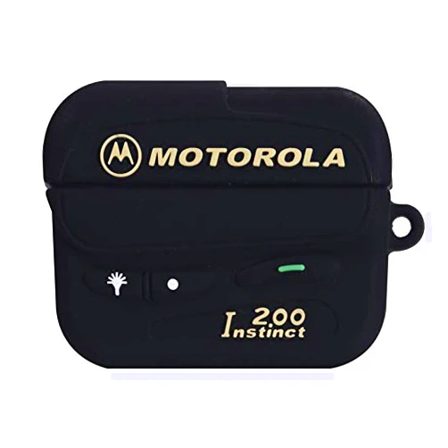 ChillNChic AirPods Pro Case Soft Silicone Black Motorola Beeper Cover with Hook Clip for Apple AirPodspro AirPods 2019 3D Cartoon Protective Cool Fun Fashion Unique Creative Special Girls Men Guys