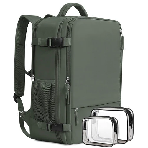 Beraliy Travel Backpack for Men Women, Carry On Backpack, 16 Inch Laptop Backpack, Waterproof Hiking Backpack, Casual Outdoor Daypack College Bag, Olive-green