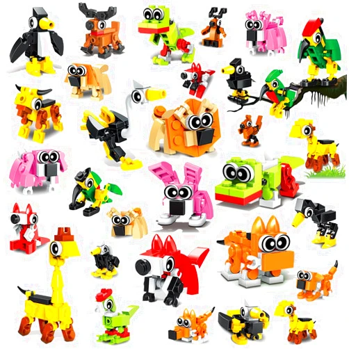HOGOKIDS Party Favors for Kids 10 Pack - 30 Kinds of Animals Building Blocks Toy Set for Birthday Party Favors Goodie Bags Stuffers Classroom Prizes, Easter Gifts for Boys Girls Ages 4-12+