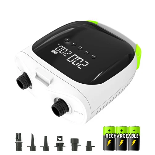 BOSETEN 20PSI Rechargeable Paddle Board Pump - Electric SUP Air Pump with 12V DC Car Connector, Dual Stage Inflation, Deflation, Auto-Off for Inflatable Tent, Paddleboard, Boat, Kayak, Mattress