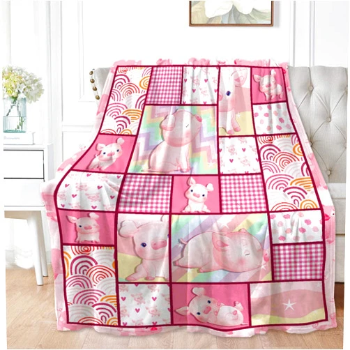 Lokesvararaja Pink Pig Blanket Pig Gifts for Pig Lovers Women Girls Lightweight Soft Flannel Throw Blankets for Couch Bed Sofa Cute Decor Small-Kid (50×40inches)