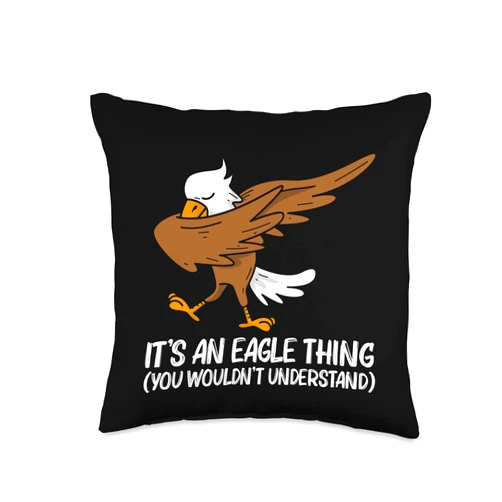 Best Eagle Gifts American Forest Wildlife Bird Co. Cool Eagle for Men Women Dabbing Bald Flying Animal Throw Pillow, 16x16, Multicolor