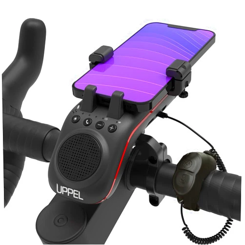 UPPEL Multifunctional Bicycle Bluetooth Speaker, 10-in-1 LED Light Power Bank Bike Horn Microphone Ideal for Road & Mountain Bike - Extreme & Casual Cycling