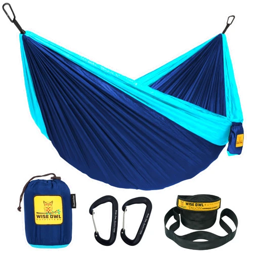 Wise Owl Outfitters Hammock for Camping Hammocks Gear for The Outdoors Backpacking Survival or Travel - Portable Lightweight Parachute Nylon - Up to 500lbs