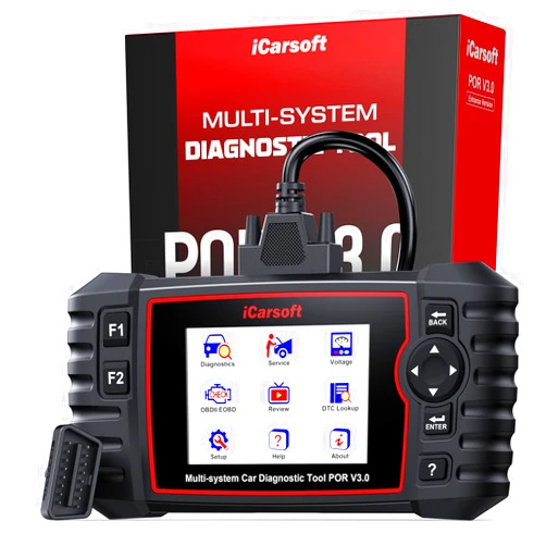 ICarsoft Bidirectional Diagnostic Tool for Porsche/Cayenne, iCarsoft 2025 POR V3.0 All System OBD2 Scanner, 27 Resets +12 Extra Services Code Reader for Porsche, Battery Test, Auto VIN