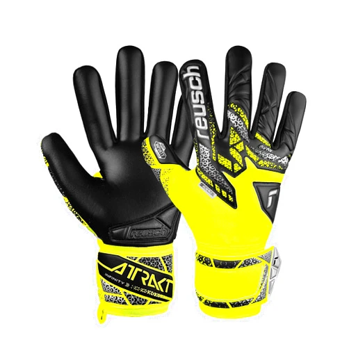 Reusch Attrakt Infinity NC Goalkeeper Gloves, Yellow/Silver/Black, Size 9