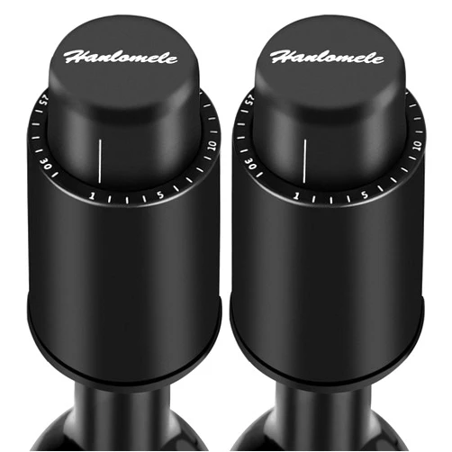 Hanlomele [2 PACK]Wine Bottle Stoppers, Reusable Wine Stoppers, Vacuum Wine Preserver with Time Scale Record, Wine Savers Vacuum Pump Corks Keep Wine Really Fresh, Best Gift Accessories.