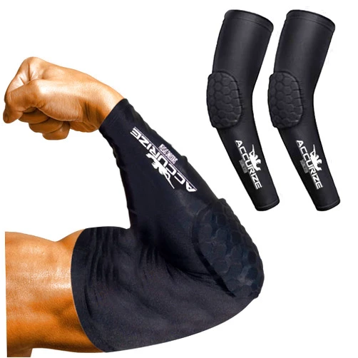 Accurize 2pcs Shooting Sleeve, Padded Arm Sleeve for Sports, Elbow Pad for Shooting, Football, Volleyball, Baseball-Black