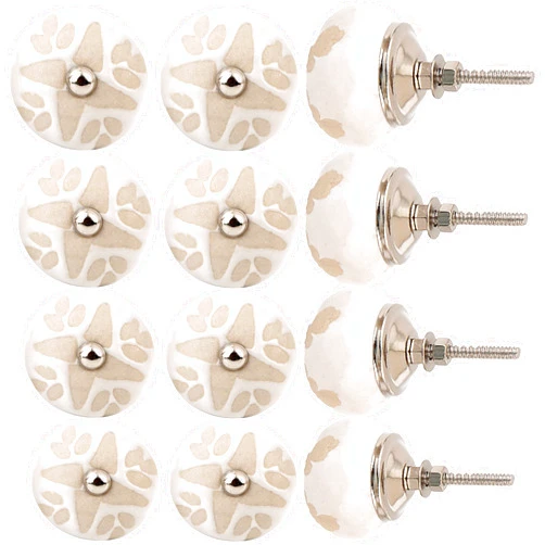 Alpha Living Home Set of 12 Ceramic Knobs Decorative Knobs for Home Kitchen Cabinet Cupboard Door Dresser Wardrobe Pulls Cabinet Knobs Ceramic Drawer Pull Kitchen Cupboard Pull Dresser Door Handle - Dim White