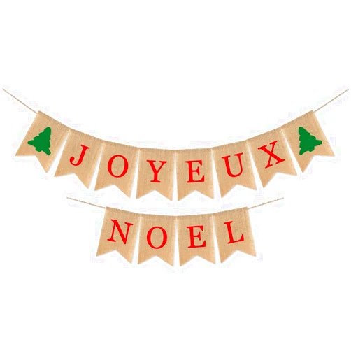 Bchinb JOYEUX NOEL Banner Christmas Burlap Banner Party Garland Flag for Christmas Home Party Decor