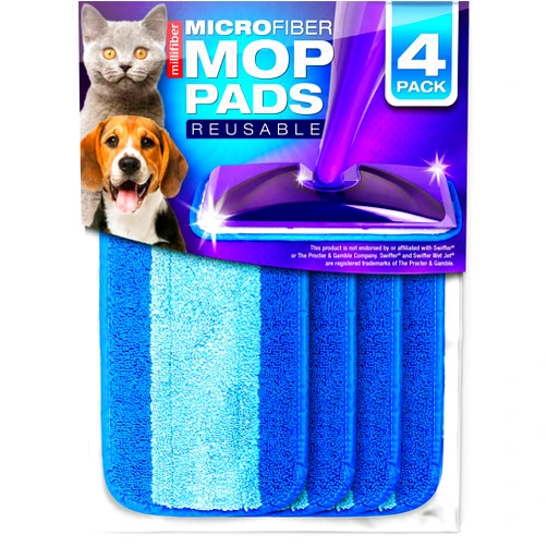 Millifiber Reusable Mop Pads Compatible with Swiffer WetJet (4 Pack) - Microfiber Mop Refill for Wet Mopping Cloths - Hardwood Floor Cleaning Spray Pads are Reusable Replacements