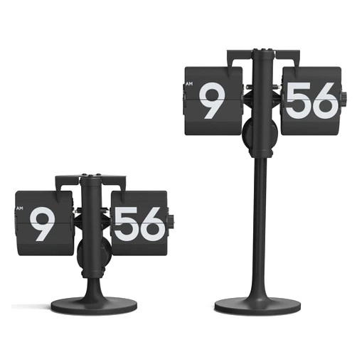 mooas Standing Height Adjustable Flip Desk Clock (Black), Retro Vintage Analog Design Flip Clock Standing Clock Battery Operated, for Home Living Room Office School Hotel