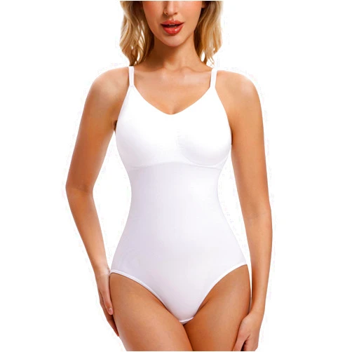 ONEW Shapewear for Women Tummy Control Compression Bodysuit Seamless Body Shaper Waist Trainer Spaghetti Strap Body Suit