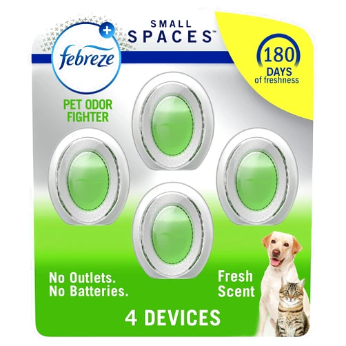 Febreze Small Spaces Air Freshener, Odor-Fighting, Plug In Alternative, Air Fresheners for Home and Bathroom and Kitchen, Closet Air Fresheners, Heavy Duty Pet Scent, 4 Count