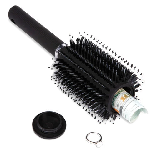 BARGIFTS Diversion Safe Hair Brush Secret Safe Can, Hidden Storage for Money, Jewelry, Valuables, Secret Storage Box with Large Hidden Compartment for Travel or Home Use - Black