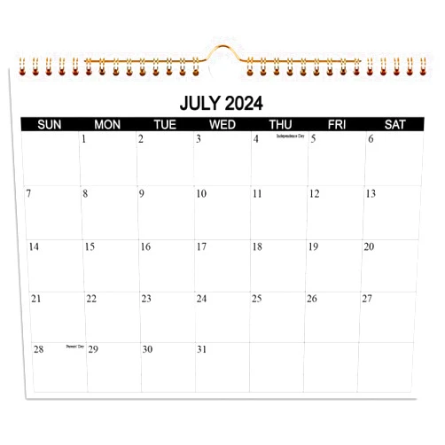 Getvow 2024-2025 Calendar- Wall Calendar 2024-25 Runs from July 2024 to June 2025, 15 Months Calendar with Thick Paper for Planning at Home or Office, 8.5 x 11 Inch, Black