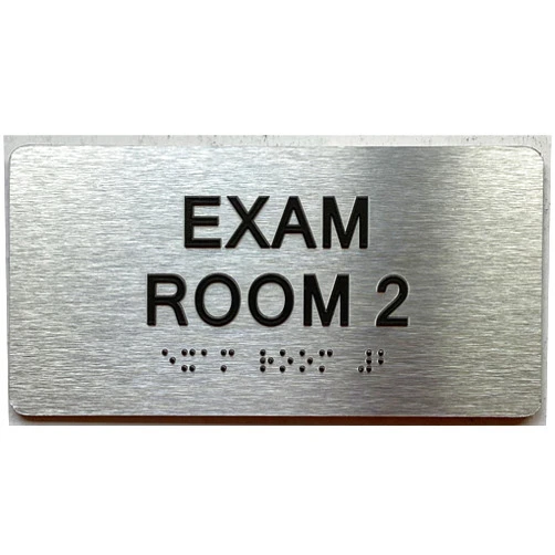 BUILDINGSIGNS.COM EXAM ROOM signS with Raised letters/Image & Grade 2 Braille - Includes Red Adhesive pad for Easy Installation (4