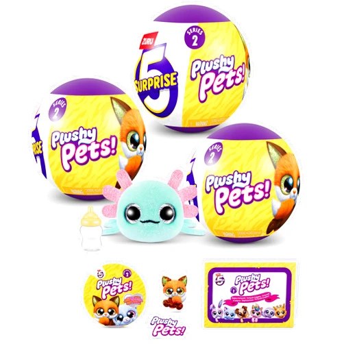 5 Surprise Format: Toy 5 Surprise Plushy Pets Series 2 (3 Pack) by ZURU, Collectible Mystery Capsule, Plushy, Pet Adoption, Toy for Girls, Kids, Teens