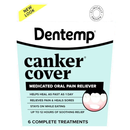 Dentemp Canker Cover - Canker Sore Medicine Pain Reliever (6 Counts) - Canker Sore Treatment to Relieve Canker Pain, Mouth Sores & Mouth Irritation - Fast Acting Canker Sore Relief Tablets for Adults