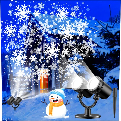 LEVENIS Christmas Projector Lights Outdoor,2024 Newest IP65 Waterproof LED Lights,Rotating Snowfall Lamp Brighter LED Landscape for Xmas Holiday Home Decor Indoor Outdoor Garden Party Decoration