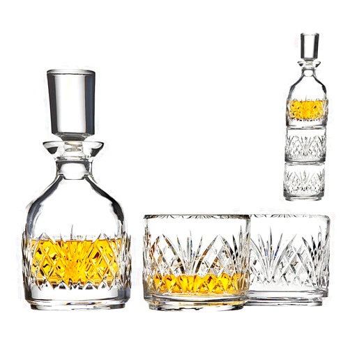 Godinger Stackable Whiskey Decanter and Whisky Glasses Dublin 3 pc set, for Liquor Scotch Bourbon or Wine