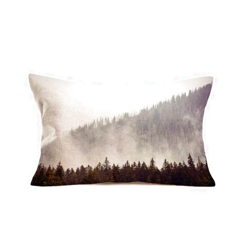 Fukeen Foggy Forest Trees Throw Pillow Covers Cotton Linen Natural Scenery Mountain Pillow Cases Rustic Farmhouse Decorative Pillow Cushion Cover 12x20 Inch Cotton Linen Pillowcases