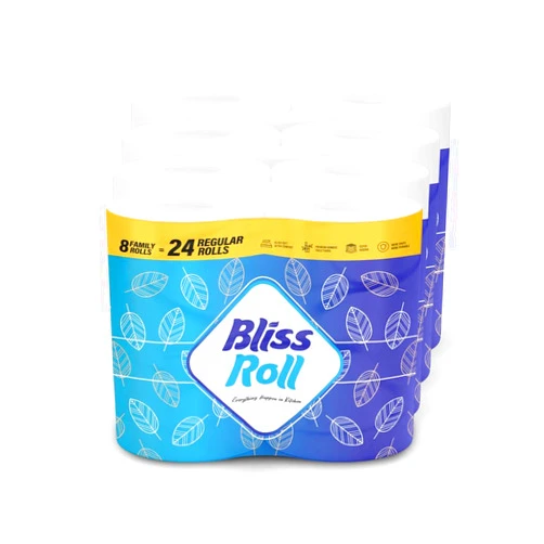 Bliss Roll Strong & Thick Absorbent Paper Towel Rolls 8 Family Rolls = 24 Regular Rolls