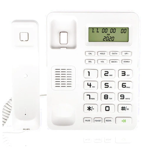 Uvital Corded Landline Phones for Home/Office, Desk Corded Telephone with Display and Adjustable Volume, Support Music on Hold, Speakerphone, Calculator Function, Uvital House Phone (White)