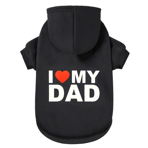 GreenJoy Dog Sweater Dog Hoodie Cold Weather Dog Coat Hooded Sweatshirt for Puppies,Cats, Small Medium Large Dogs (X-Small, Black (I Love My Dad))