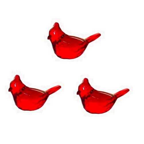 ZhangyiHot 3 Pcs Acrylic Cardinal Figurine Home Decor Glass Red Bird Statue for Illuminated Home Display Home Décor Accents （Red）