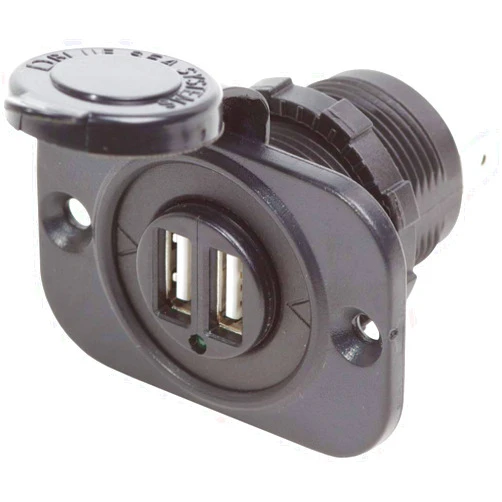 Blue Sea Systems 1016 Dual USB Charger Socket, 12/24v 2.1a, Black
