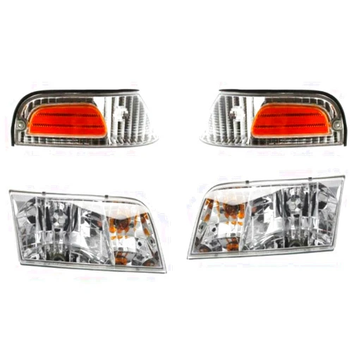 GYoYRoc Headlights and Corner Parking Lights Kit Set For 1998-11 Crown Victoria Headlamps