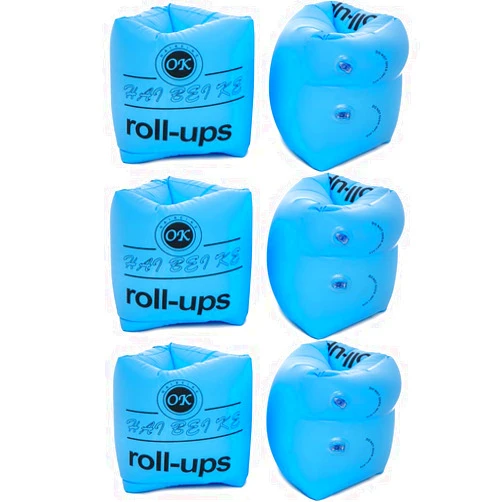 HOMEGOAL 3 Pairs Floaties Inflatable Swim Arm Bands Floatation Sleeves Swimming Rings Floats Tube Armlets for Kids and Adult (Blue)