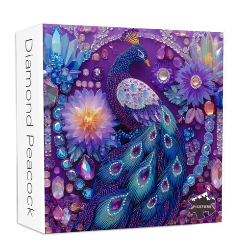 PICKFORU Peacock Puzzles for Adults 1000 Pieces, Purple Diamond Bird Jigsaw Puzzles Flower, Hard Unique Animal Feather Puzzle