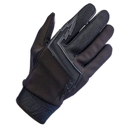 Biltwell | Baja | Motorcycle Gloves | CE Certified | Abrasion Resistance | Breathable Fabric | Leather Protection | Hard Knuckle Gaurds | Open Cuff | Black Out