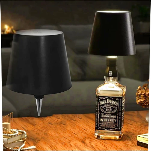 Hyloxs Wireless Bottle Lamp, Wine Bottle Lamp Shade, Bottle Lights for Liquor Bottles, Party Anniversary to Make a Romantic Night (Black)