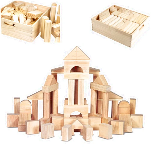 MOD Complete Standard Unit Building Blocks for Toddlers with Storage Tray (64 Pcs) Sanded Wood Blocks for Children, Original STEAM, and STEM Learning, Classic Wooden Toys for Kids Parties and Classrooms
