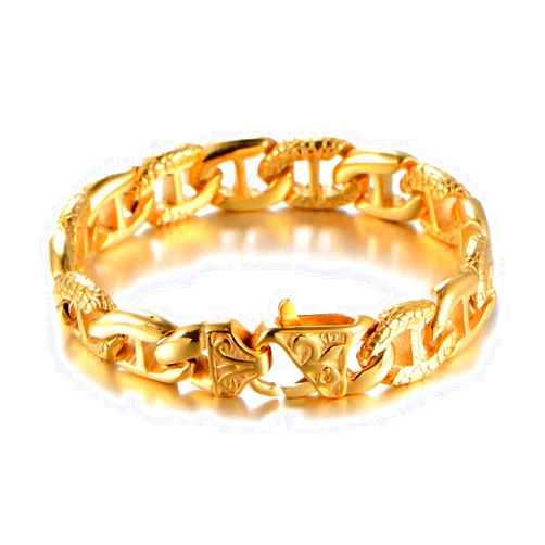 AIKESIWAI Punk Style Series Titanium Steel Bracelet, Snakeskin Pattern Bracelet, Antique Wheat Ear Pattern Bracelet