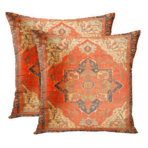 Britimes Throw Pillow Covers, Aztec Kilim Home Art Decor, 18 x 18 Inches Set of 2 Cushion Sofa Cases, Abstract Oil Painting Pillowcases for Bedroom, Living Room, Ethnic Decorative, Turkish Tribal