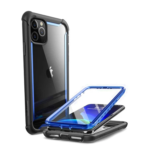 i-Blason Ares Case for iPhone 11 Pro Max 2019 Release, Dual Layer Rugged Clear Bumper Case with Built-in Screen Protector (Blue)