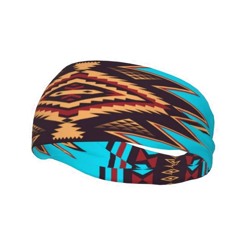 Qchaor Native American Southwestern Navajo Art Fashionable Sports Decoration, Sweat Resistant Headband, Hair Band, Breathable Sweat Wicking Fitness Equipment Headbands for Women Men, Black