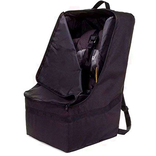 Zohzo Car Seat Travel Bag - Adjustable Padded Backpack for Car Seats (Black)