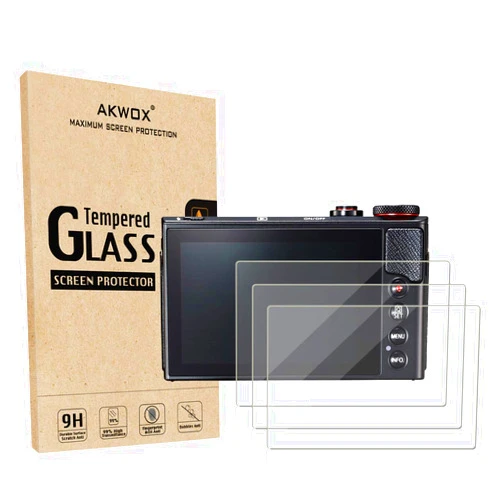 AKWOX (Pack of 3) Compatible Canon Eos M50 M6D M100 LCD Screen Protector, 9H Hardness 0.33mm Camera Tempered Glass Film for Canon EOS M100, EOS M6, M50, PowerShot G9 X Mark II, G7 X Mark II, G5 X, G9