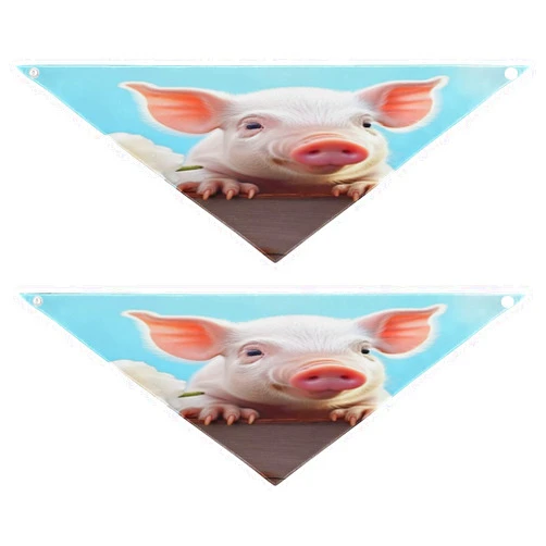 YETTASBIN Cute Pig Dog Bandanas 2PCS, Reversible Soft Breathable Pet Bandana with Snap Buckle, Double Sided Triangle Scarf for Small Medium Large Dogs Cats, L-30 Inch