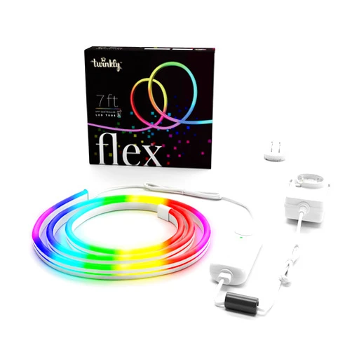 Twinkly Flex – App-Controlled Flexible Light Tube with RGB (16 Million Colors) LEDs. 7 Feet. White Wire. Indoor Smart Home Decoration Light