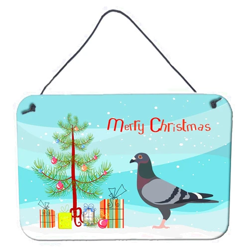 Caroline's Treasures BB9318DS812 Racing Pigeon Christmas Wall or Door Hanging Prints, Teal Aluminum Metal Sign Kitchen Wall Bar Bathroom Plaque Home Decor, 8x12, Multicolor