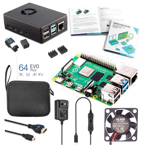Vilros Raspberry Pi 4 4GB Complete Starter Kit with Fan-Cooled Heavy-Duty Aluminum Alloy Case (Black Case)