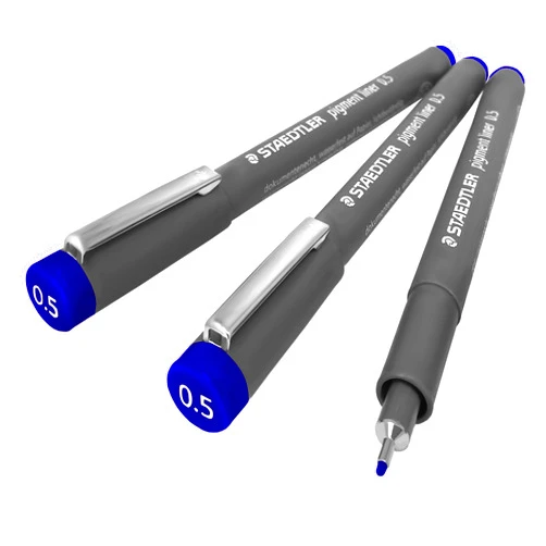 Staedtler 308 Pigment Liner Fineliner – 0.5mm – Pack of 3 – Blue