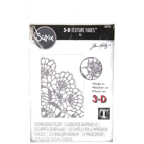 Sizzix 3-D Texture Fades Embossing Folder Doily by Tim Holtz, 665735, Multicolor